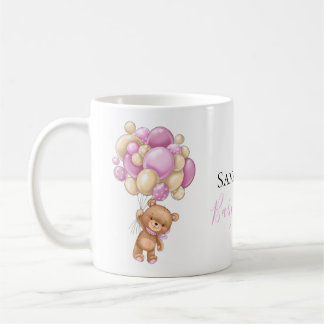 Teddy Bear Balloon White Pink Coffee Mug