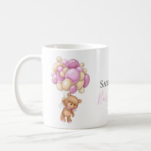 Teddy Bear Balloon White Pink  Coffee Mug