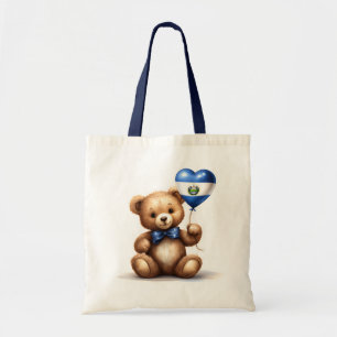 teddy bear & balloon with the El Salvador flag. Tote Bag