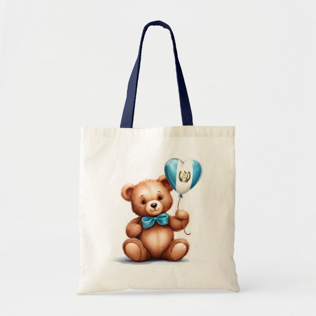 teddy bear & balloon with the Guatemalan flag. Tote Bag (Front)