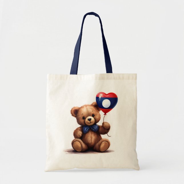 teddy bear & balloon with the Laos flag. Tote Bag (Front)