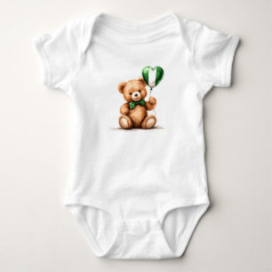 teddy bear & balloon with the Nigerian flag. Baby Bodysuit