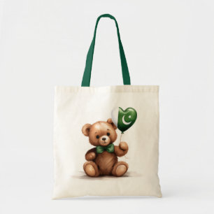 teddy bear & balloon with the Pakistani flag. Tote Bag