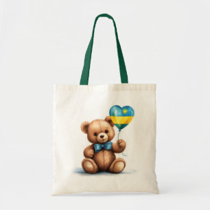 teddy bear & balloon with the Rwandan flag. Tote Bag