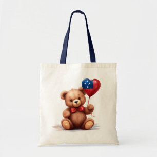 teddy bear & balloon with the Samoan flag. Tote Bag