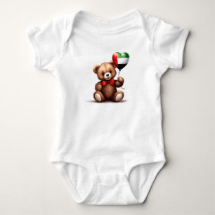 teddy bear & balloon with the UAE flag. Baby Bodysuit