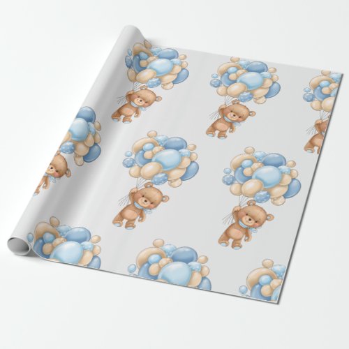 Teddy Bear Balloon  Wrapping Paper