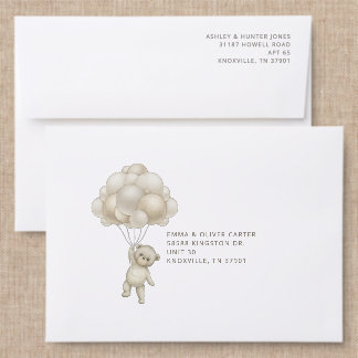 Teddy Bear & Balloons Addressed Envelopes