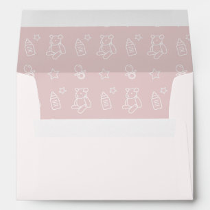 Teddy Bear & Balloons Baby Bottle Pink Envelope