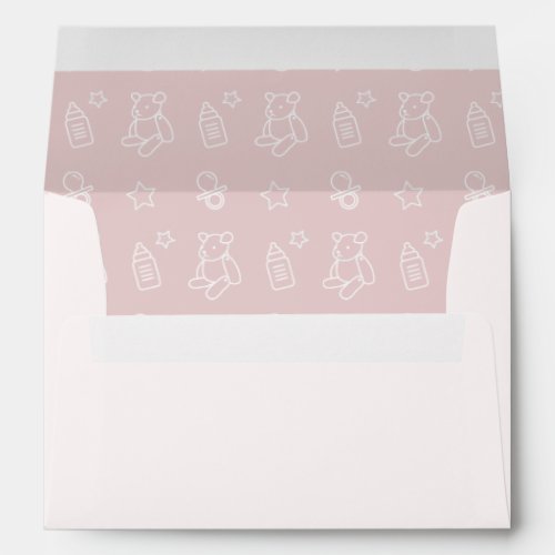 Teddy Bear  Balloons Baby Bottle Pink Envelope