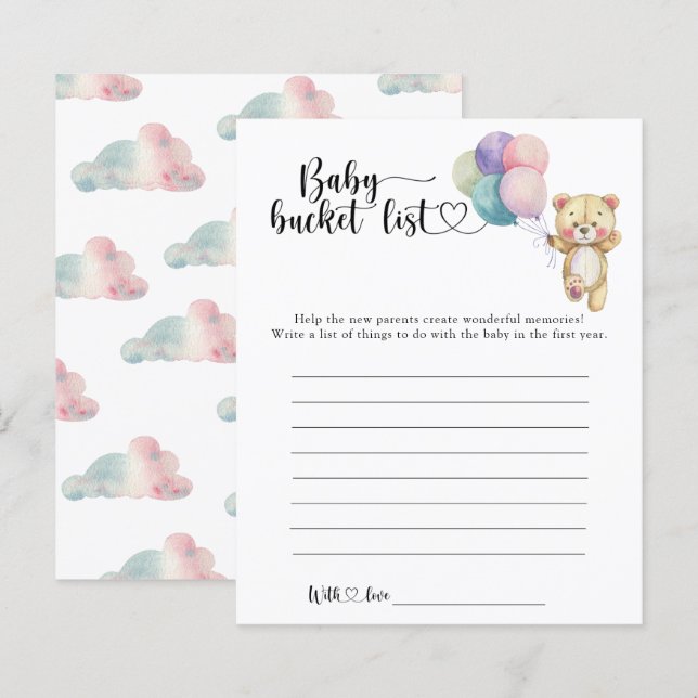 Teddy bear balloons - Baby bucket list (Front/Back)