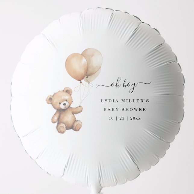 Teddy bear Balloons baby shower Gender neutral  (Front)
