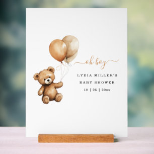 Teddy bear Balloons baby shower Gender neutral Acrylic Sign