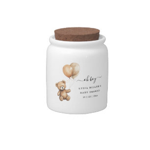 Teddy bear Balloons baby shower Gender neutral Candy Jar