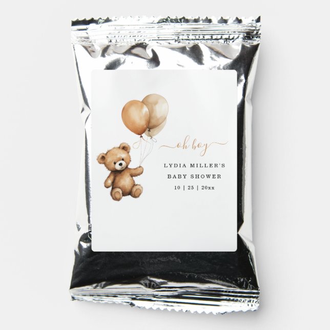 Teddy bear Balloons baby shower Gender neutral  Coffee Drink Mix (Front)
