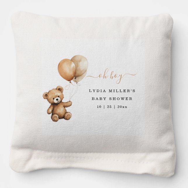 Teddy bear Balloons baby shower Gender neutral  Cornhole Bags (Front)
