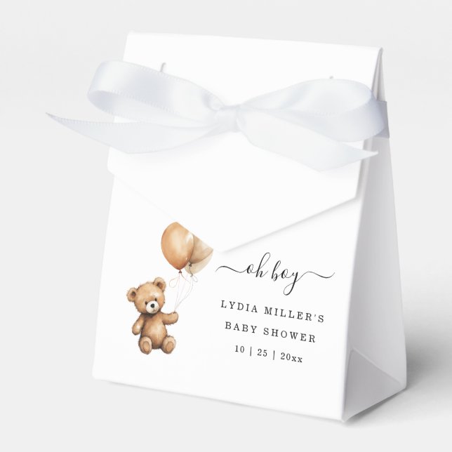 Teddy bear Balloons baby shower Gender neutral  Favor Boxes (Front Side)