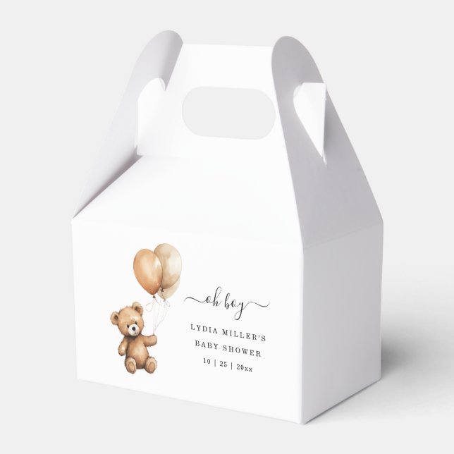 Teddy bear Balloons baby shower Gender neutral  Favor Boxes (Front Side)