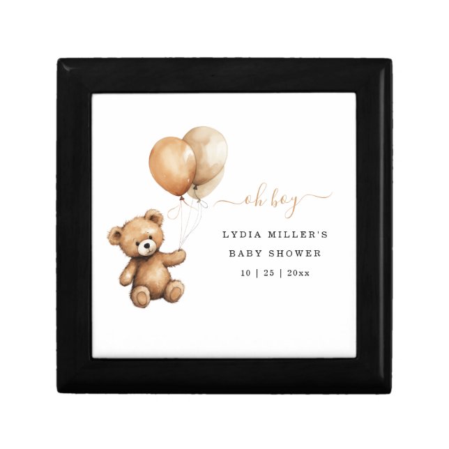 Teddy bear Balloons baby shower Gender neutral  Gift Box (Front)