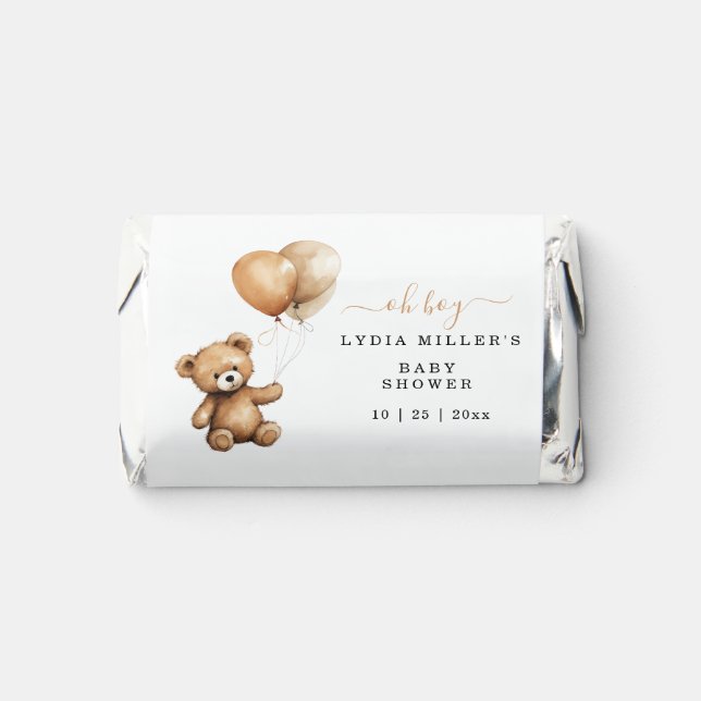 Teddy bear Balloons baby shower Gender neutral  Hershey's Miniatures (Front)
