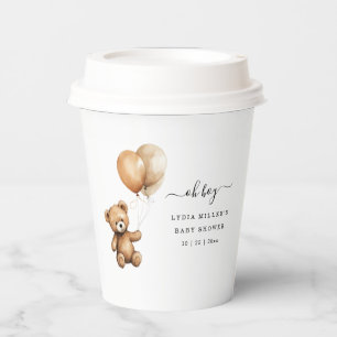 Teddy bear Balloons baby shower Gender neutral Paper Cups