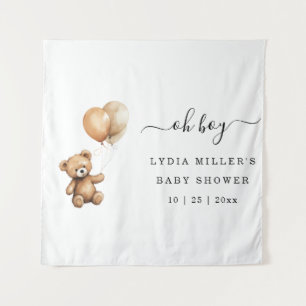 Teddy bear Balloons baby shower Gender neutral Tapestry