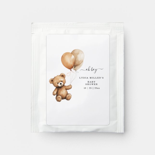 Teddy bear Balloons baby shower Gender neutral  Tea Bag Drink Mix (Front)