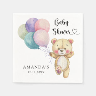 Teddy bear balloons - Baby Shower Napkins