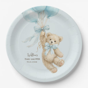 Teddy Bear Balloons Baby Shower Paper Plates