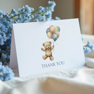 Teddy Bear & Balloons Baby Shower Thank You Cards