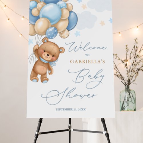 Teddy Bear Balloons Baby Shower Welcome Sign