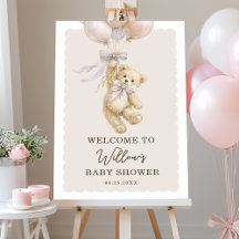 Teddy Bear Balloons Baby Shower Welcome Sign