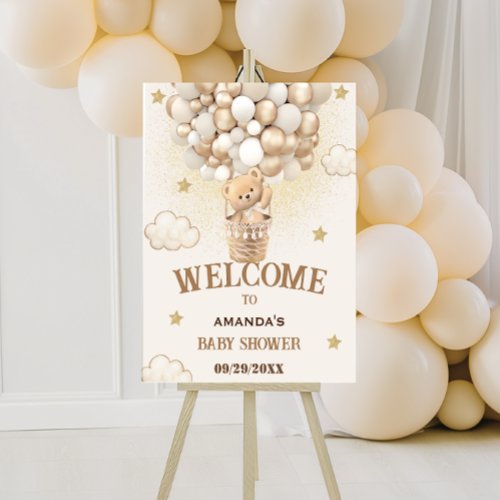 Teddy Bear Balloons Baby Shower welcome sign