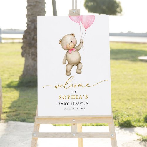 Teddy Bear  Balloons Baby Shower Wellcome Sign 