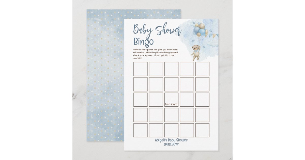 Teddy Bear Balloons Bearly Wait Baby Shower Bingo Invitation Zazzle