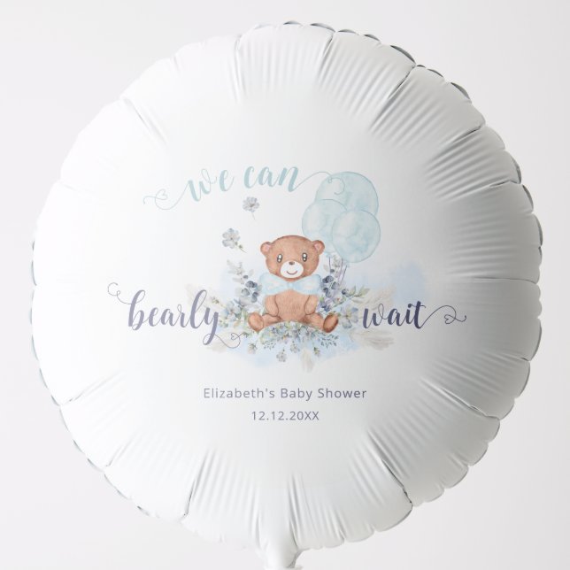 Teddy Bear Balloons Bearly Wait Shower Balloon (Front)