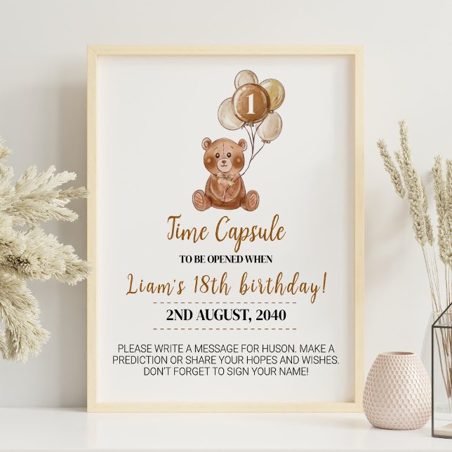 Teddy Bear Balloons Birthday Time Capsule sign (Creator Uploaded)