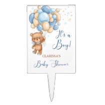 Teddy Bear Balloons Boy Baby Shower Cake Topper