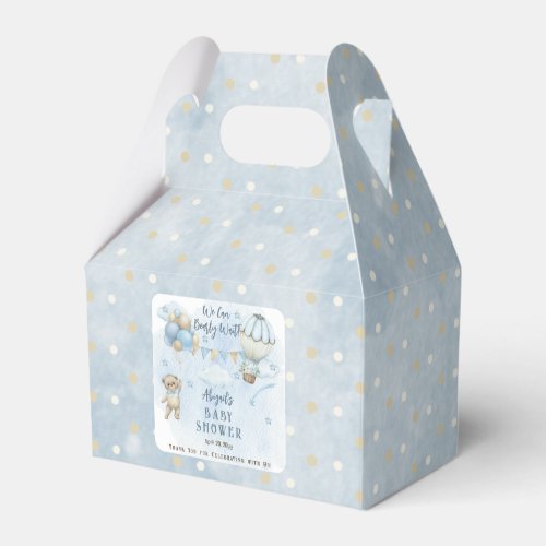 Teddy Bear Balloons Boy Bearly Wait Baby Shower Favor Boxes