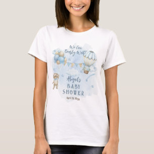 Teddy Bear Balloons Boy Bearly Wait Baby Shower  T-Shirt