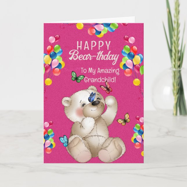 Teddy Bear & Balloons  Card (Front)