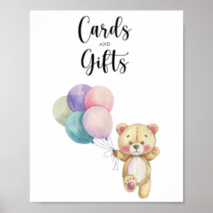 Teddy bear balloons - cards and gifts baby shower poster