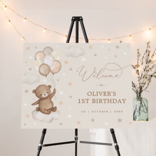 Teddy Bear Balloons Clouds Stars Birthday Welcome Foam Board