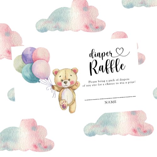 Teddy bear balloons _ diaper raffle enclosure card
