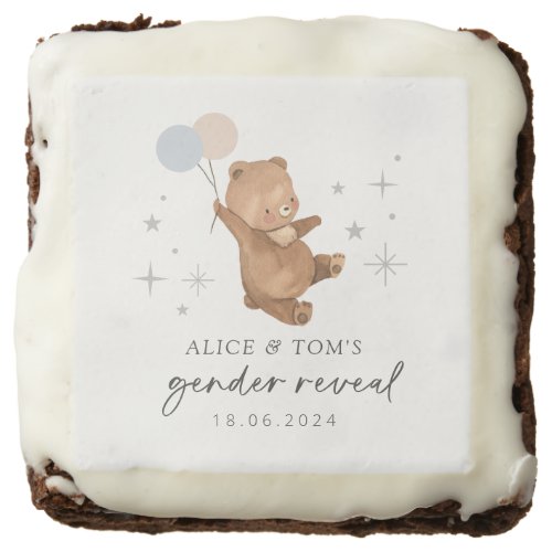 Teddy Bear Balloons Gender Reveal Brownie