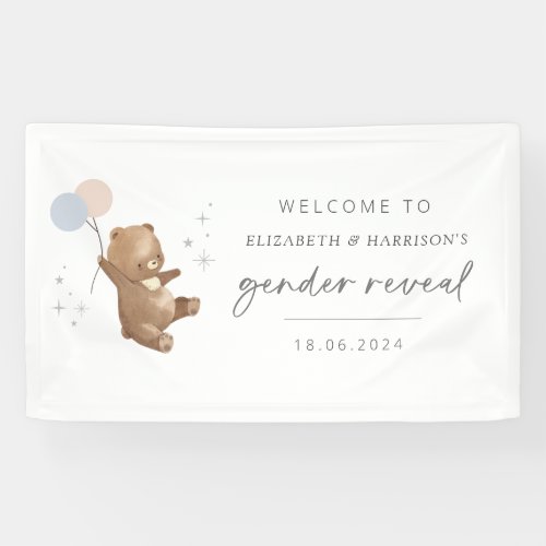 Teddy Bear Balloons Gender Reveal Welcome Sign