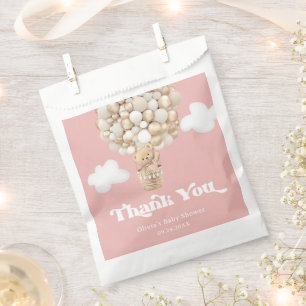 Teddy Bear Balloons Girl Baby Shower Favor Bag