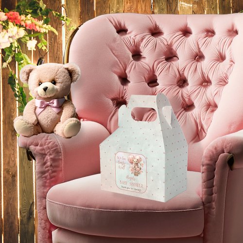 Teddy Bear Balloons Girl Bearly Wait Baby Shower Favor Boxes