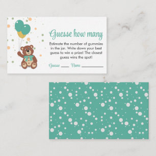 Teddy Bear Balloons Guess How Many Gummies Game Enclosure Card