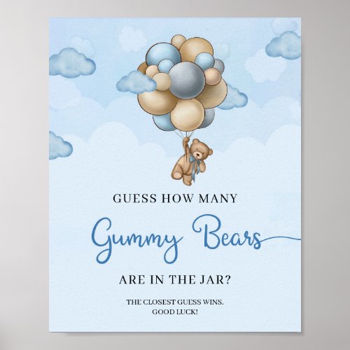 Teddy bear balloons Guess How Many Gummy Bear Poster